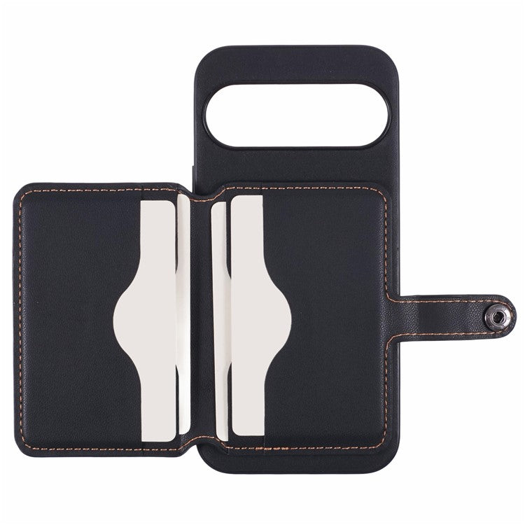 For Google Pixel 9 Pro  /  9 Phone Case Adhesive Card Bag Color Matching with Kickstand - Brown