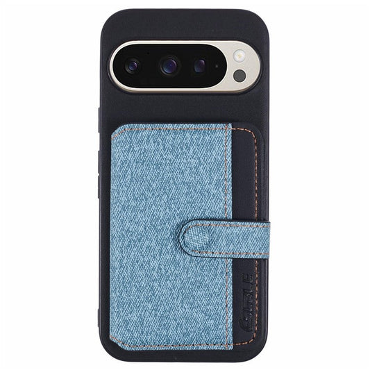 For Google Pixel 9 Pro  /  9 Phone Case Adhesive Card Bag Color Matching with Kickstand - Blue