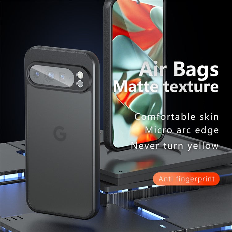 For Google Pixel 9 Pro XL Case Skin-Touch TPU+PC Matte Phone Shell, Transparent Black