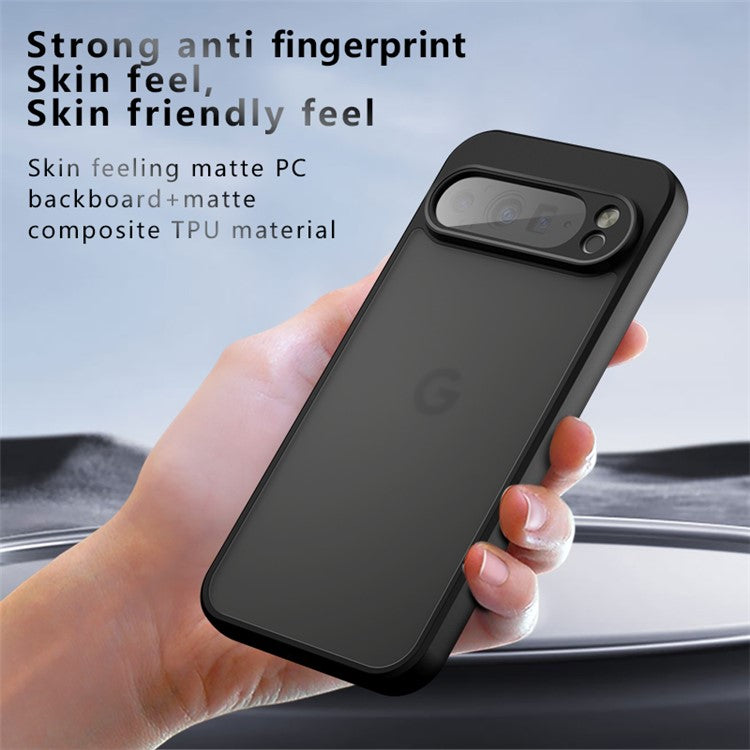 For Google Pixel 9 Pro XL Case Skin-Touch TPU+PC Matte Phone Shell, Transparent Black