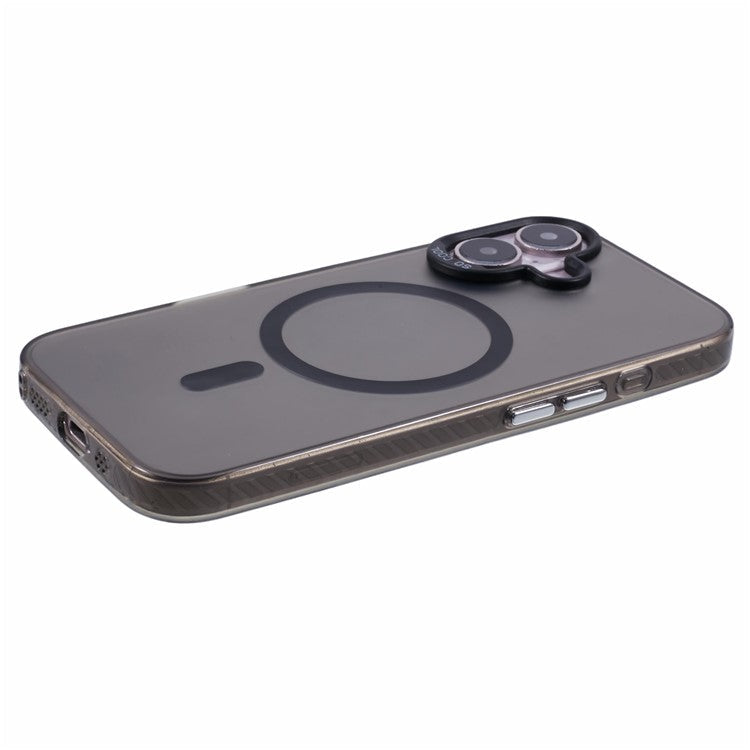 For iPhone 16 Plus Case Compatible with MagSafe Laser Effect TPU+Acrylic Phone Cover - Black