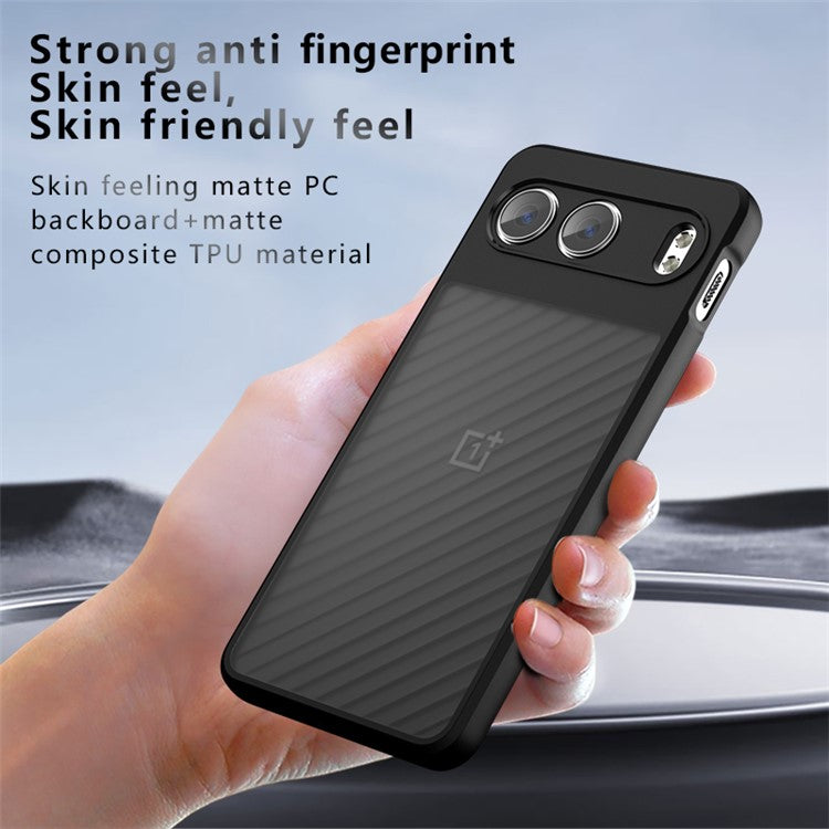 For OnePlus Nord 4 Case Skin-Touch TPU+PC Matte Phone Shell, Transparent Black