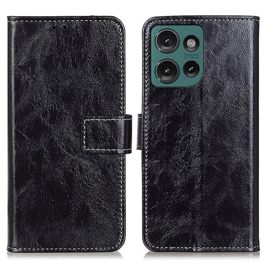 For Motorola Edge 50 Neo 5G / Moto S50 5G / Thinkphone 25 5G Case Crazy Horse Texture Leather Phone Wallet Cover - Black