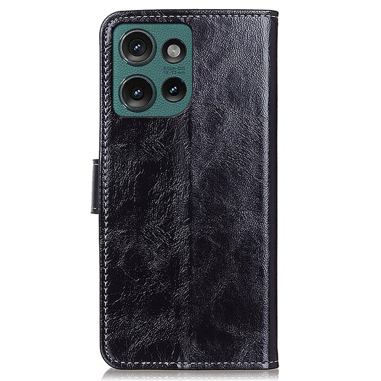 For Motorola Edge 50 Neo 5G / Moto S50 5G / Thinkphone 25 5G Case Crazy Horse Texture Leather Phone Wallet Cover - Black
