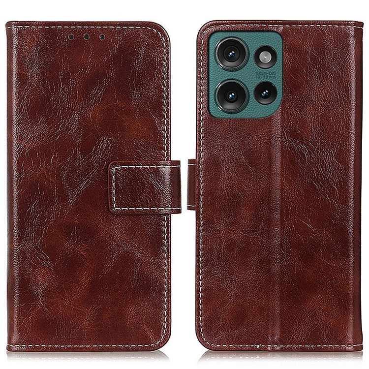 For Motorola Edge 50 Neo 5G / Moto S50 5G / Thinkphone 25 5G Case Crazy Horse Texture Leather Phone Wallet Cover - Brown