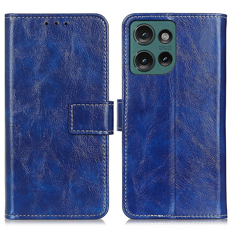 For Motorola Edge 50 Neo 5G / Moto S50 5G / Thinkphone 25 5G Case Crazy Horse Texture Leather Phone Wallet Cover - Blue