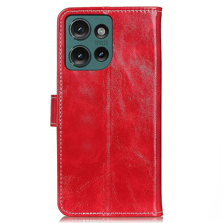 For Motorola Edge 50 Neo 5G / Moto S50 5G / Thinkphone 25 5G Case Crazy Horse Texture Leather Phone Wallet Cover - Red