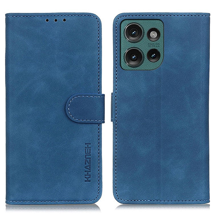 KHAZNEH For Motorola Edge 50 Neo 5G / Moto S50 5G / Thinkphone 25 5G Case Retro PU Leather Wallet Stand Phone Cover - Blue