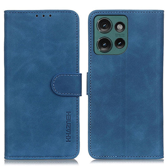 KHAZNEH For Motorola Edge 50 Neo 5G / Moto S50 5G / Thinkphone 25 5G Case Retro PU Leather Wallet Stand Phone Cover - Blue