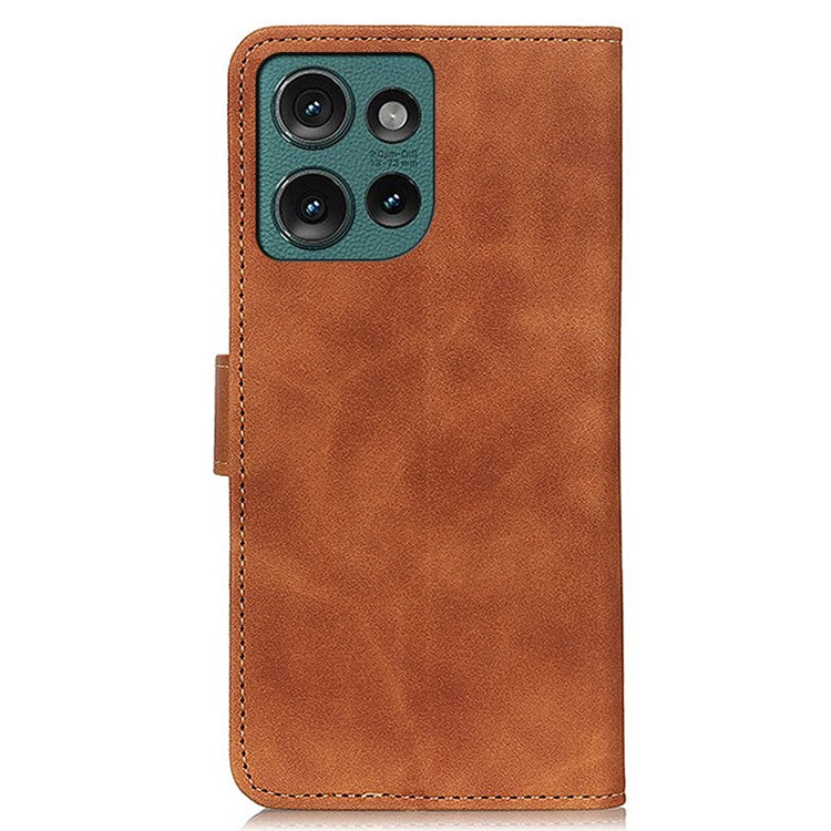 KHAZNEH For Motorola Edge 50 Neo 5G / Moto S50 5G / Thinkphone 25 5G Case Retro PU Leather Wallet Stand Phone Cover - Brown