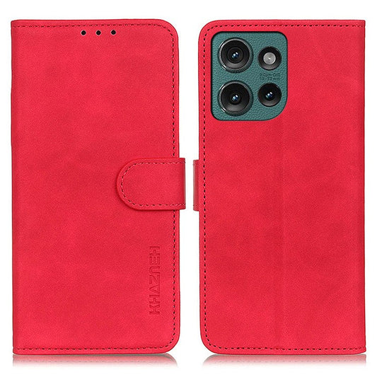 KHAZNEH For Motorola Edge 50 Neo 5G / Moto S50 5G / Thinkphone 25 5G Case Retro PU Leather Wallet Stand Phone Cover - Red