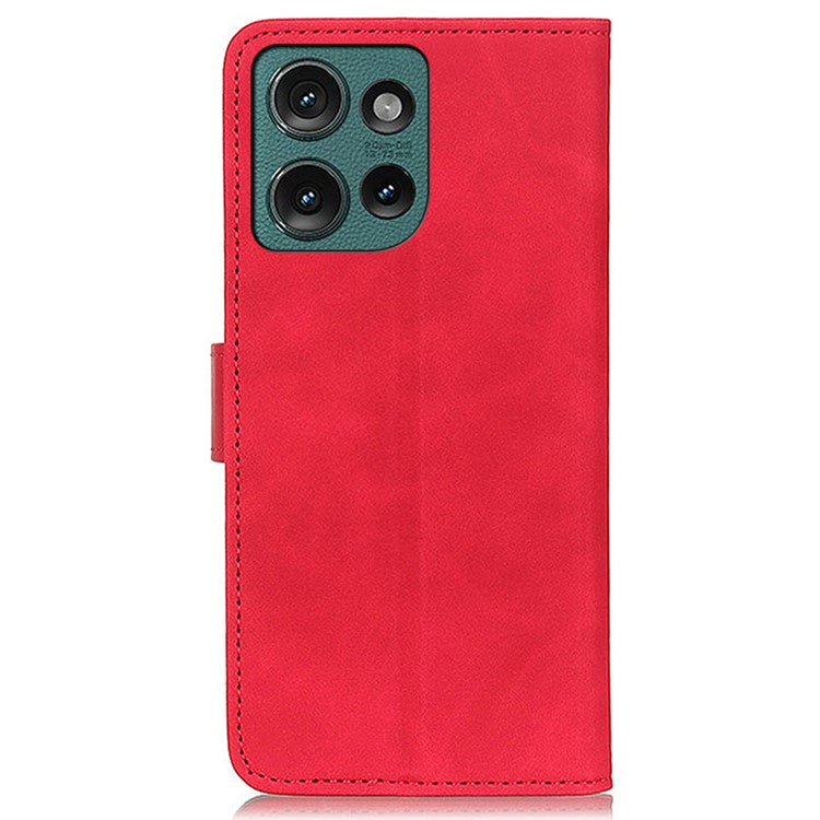 KHAZNEH For Motorola Edge 50 Neo 5G / Moto S50 5G / Thinkphone 25 5G Case Retro PU Leather Wallet Stand Phone Cover - Red
