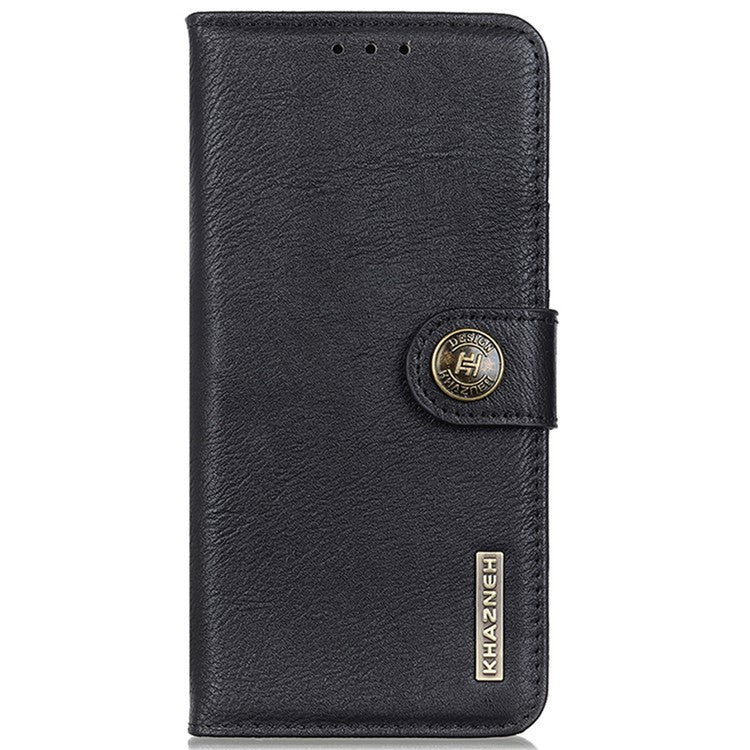 KHAZNEH For Motorola Edge 50 Neo 5G / Moto S50 5G / Thinkphone 25 5G Wallet Case Cowhide Texture Leather Flip Phone Cover - Black