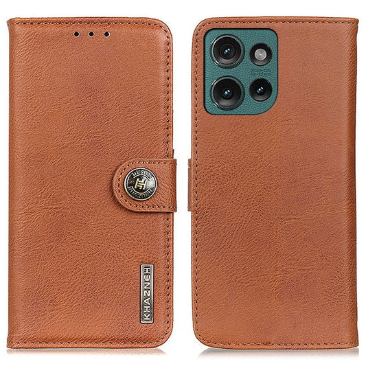 KHAZNEH For Motorola Edge 50 Neo 5G / Moto S50 5G / Thinkphone 25 5G Wallet Case Cowhide Texture Leather Flip Phone Cover - Brown