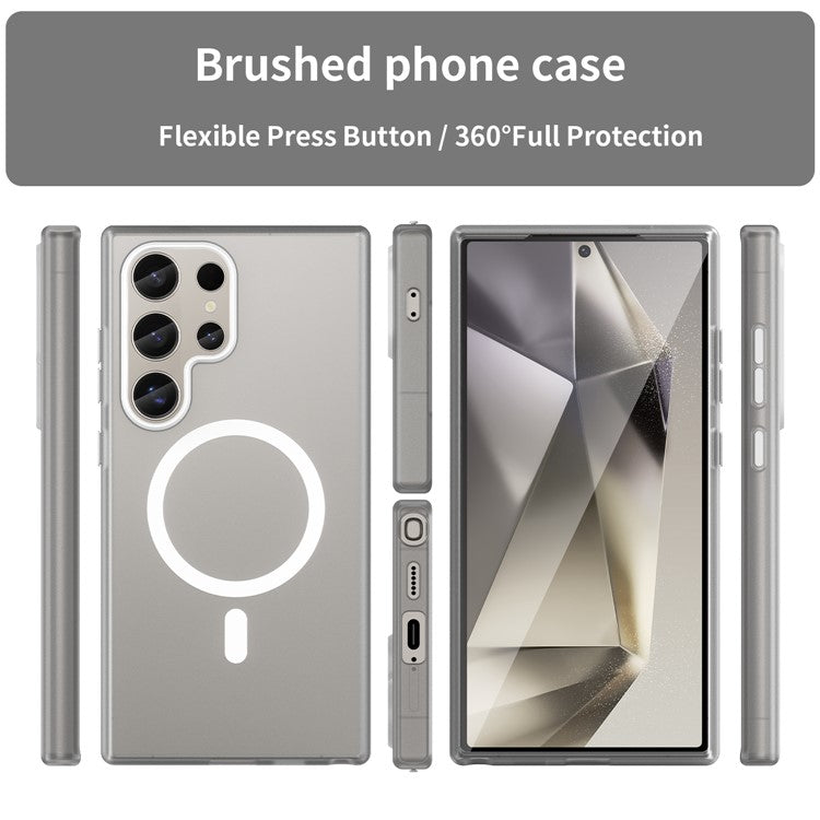 For Samsung Galaxy S23 Ultra Case Compatible with MagSafe TPU + PC Slim Matte Translucent Phone Cover - White