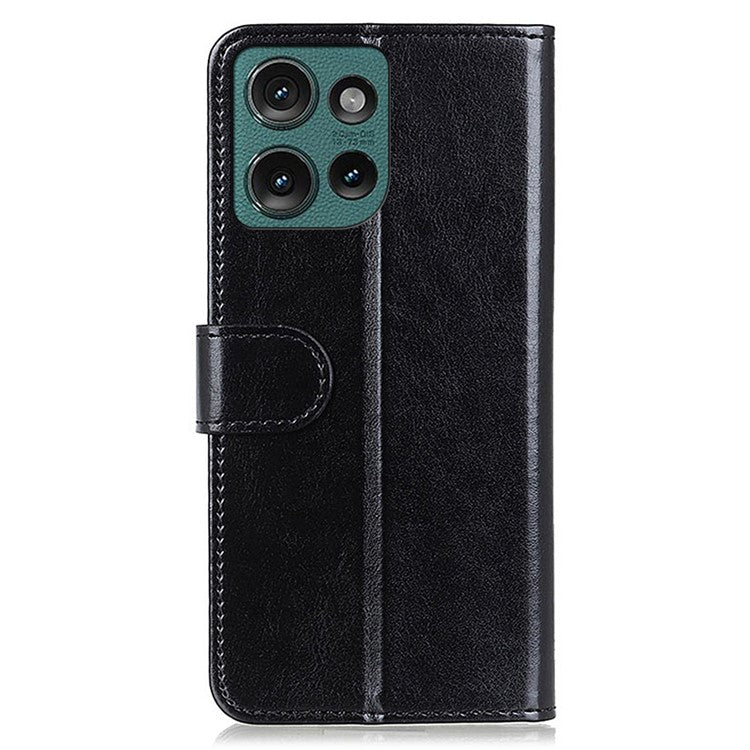 For Motorola Edge 50 Neo 5G / Moto S50 5G / Thinkphone 25 5G Case Crazy Horse Texture PU Leather Phone Stand Cover - Black