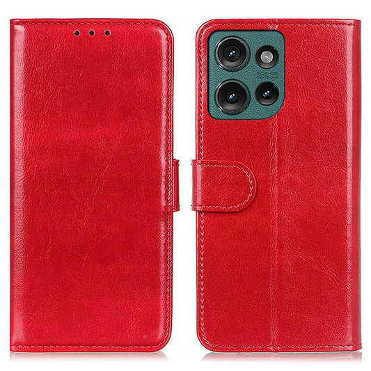 For Motorola Edge 50 Neo 5G / Moto S50 5G / Thinkphone 25 5G Case Crazy Horse Texture PU Leather Phone Stand Cover - Red