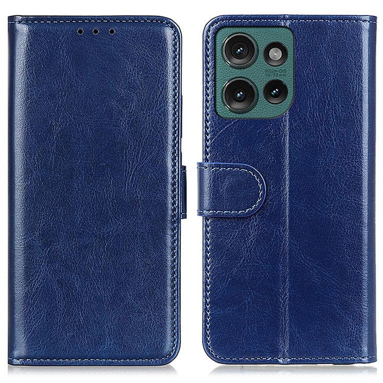 For Motorola Edge 50 Neo 5G / Moto S50 5G / Thinkphone 25 5G Case Crazy Horse Texture PU Leather Phone Stand Cover - Blue