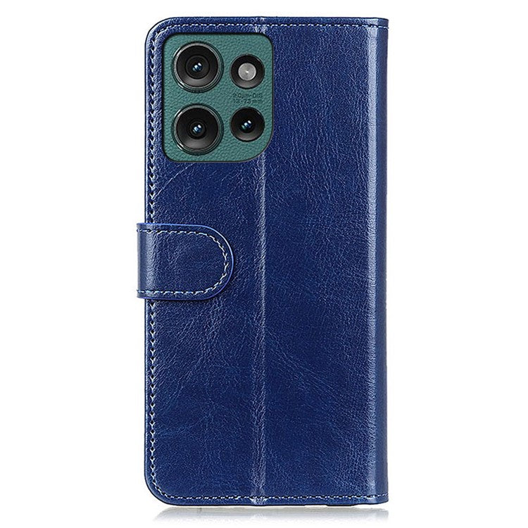 For Motorola Edge 50 Neo 5G / Moto S50 5G / Thinkphone 25 5G Case Crazy Horse Texture PU Leather Phone Stand Cover - Blue