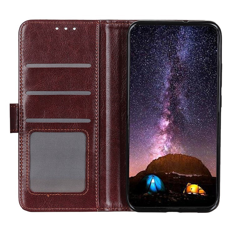 For Motorola Edge 50 Neo 5G / Moto S50 5G / Thinkphone 25 5G Case Crazy Horse Texture PU Leather Phone Stand Cover - Brown