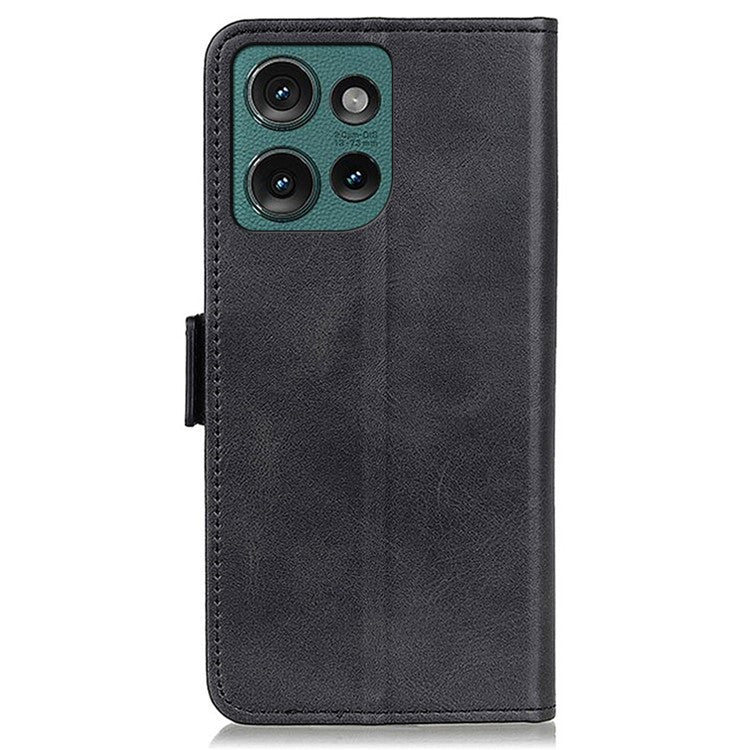 For Motorola Edge 50 Neo 5G / Moto S50 5G / Thinkphone 25 5G Case Stand Cowhide Texture PU Leather Phone Cover - Black
