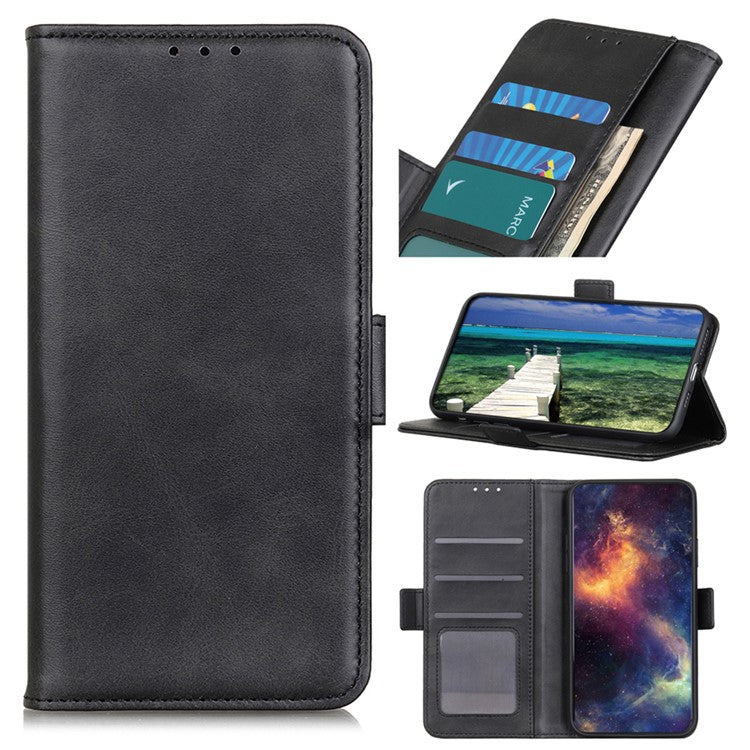 For Motorola Edge 50 Neo 5G / Moto S50 5G / Thinkphone 25 5G Case Stand Cowhide Texture PU Leather Phone Cover - Black