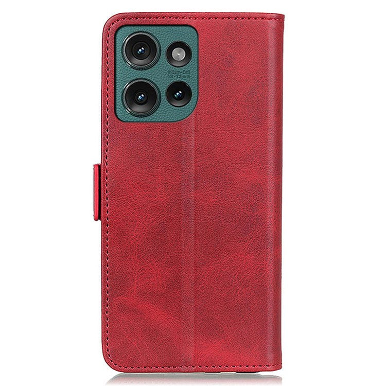 For Motorola Edge 50 Neo 5G / Moto S50 5G / Thinkphone 25 5G Case Stand Cowhide Texture PU Leather Phone Cover - Red