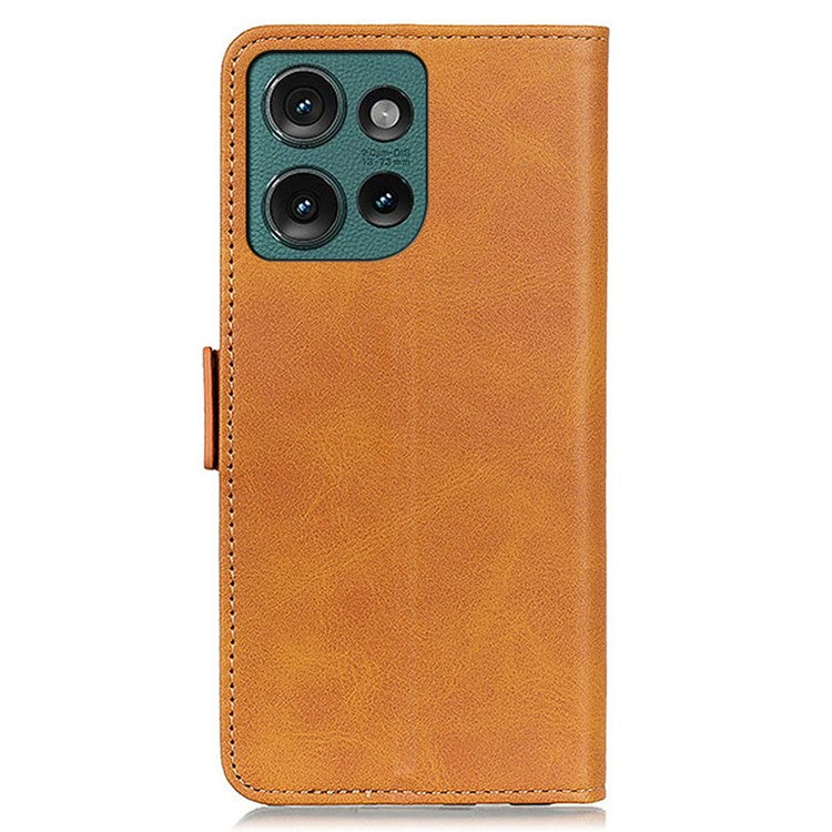 For Motorola Edge 50 Neo 5G / Moto S50 5G / Thinkphone 25 5G Case Stand Cowhide Texture PU Leather Phone Cover - Yellow