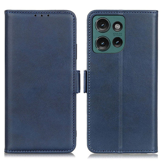 For Motorola Edge 50 Neo 5G / Moto S50 5G / Thinkphone 25 5G Case Stand Cowhide Texture PU Leather Phone Cover - Blue