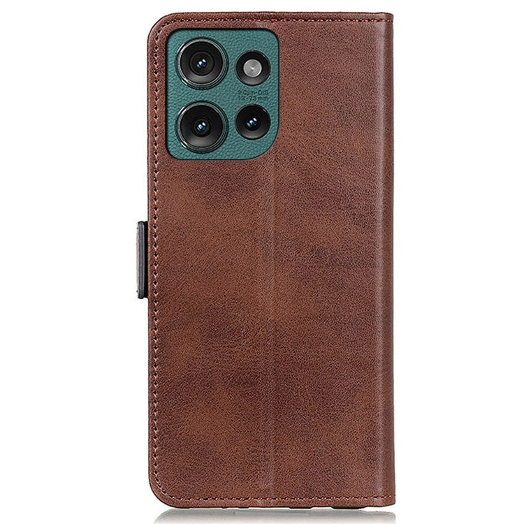 For Motorola Edge 50 Neo 5G / Moto S50 5G / Thinkphone 25 5G Case Stand Cowhide Texture PU Leather Phone Cover - Brown