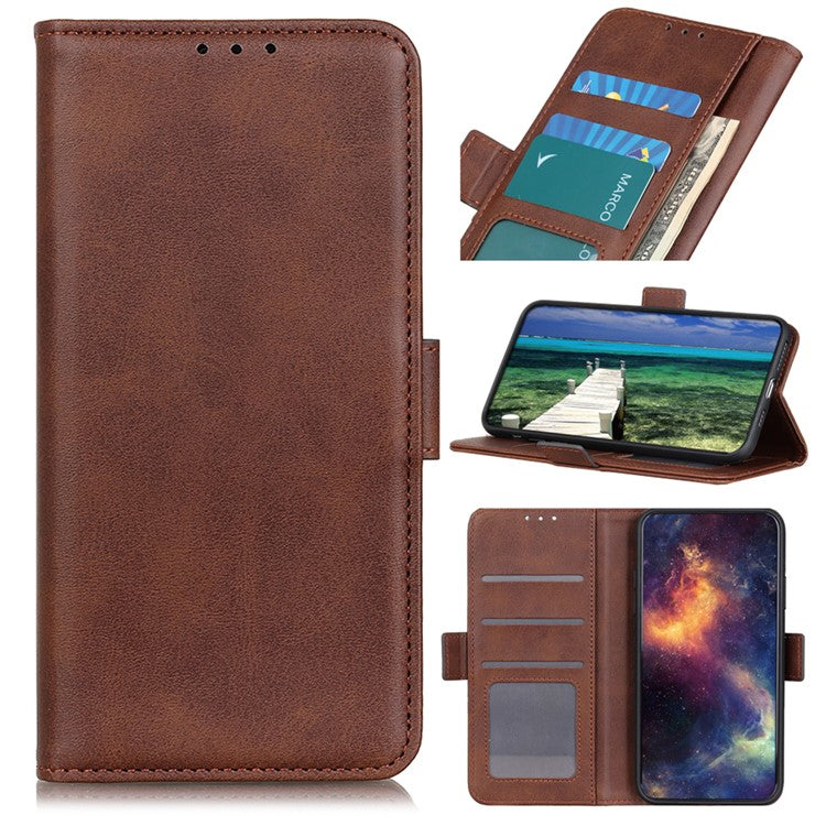 For Motorola Edge 50 Neo 5G / Moto S50 5G / Thinkphone 25 5G Case Stand Cowhide Texture PU Leather Phone Cover - Brown