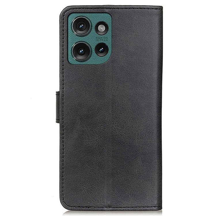 For Motorola Edge 50 Neo 5G / Moto S50 5G / Thinkphone 25 5G Stand Wallet Case Cowhide Texture Leather Phone Cover - Black
