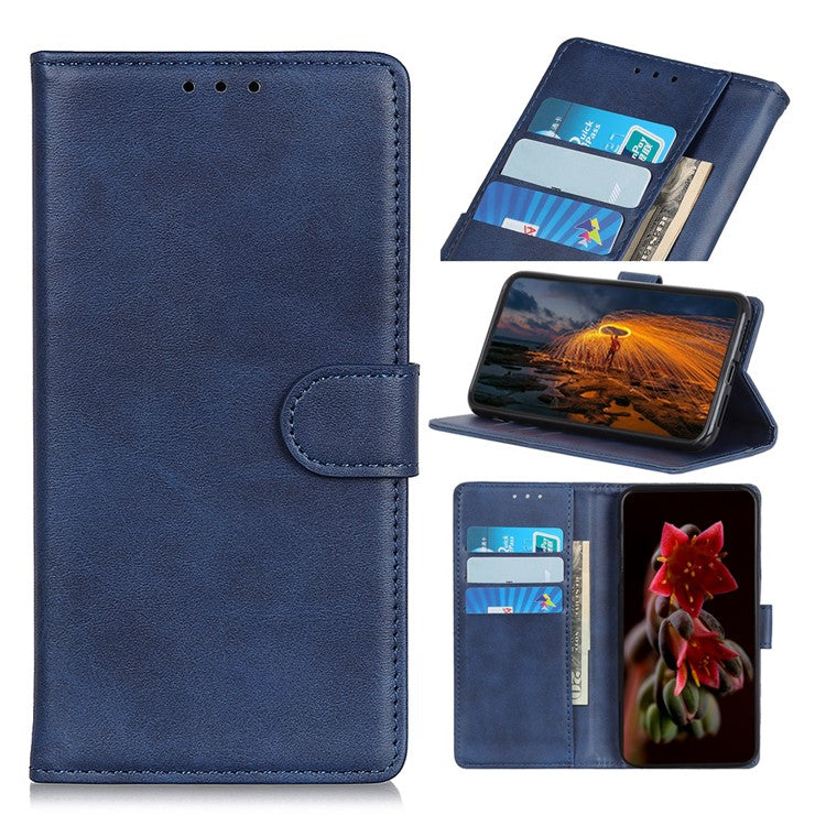 For Motorola Edge 50 Neo 5G / Moto S50 5G / Thinkphone 25 5G Stand Wallet Case Cowhide Texture Leather Phone Cover - Blue