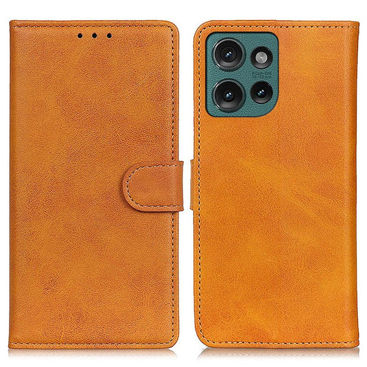 For Motorola Edge 50 Neo 5G / Moto S50 5G / Thinkphone 25 5G Stand Wallet Case Cowhide Texture Leather Phone Cover - Brown