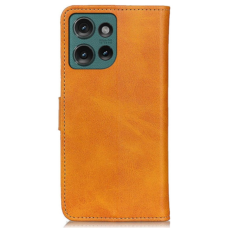 For Motorola Edge 50 Neo 5G / Moto S50 5G / Thinkphone 25 5G Stand Wallet Case Cowhide Texture Leather Phone Cover - Brown