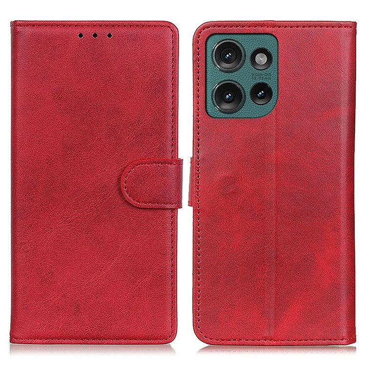 For Motorola Edge 50 Neo 5G / Moto S50 5G / Thinkphone 25 5G Stand Wallet Case Cowhide Texture Leather Phone Cover - Red
