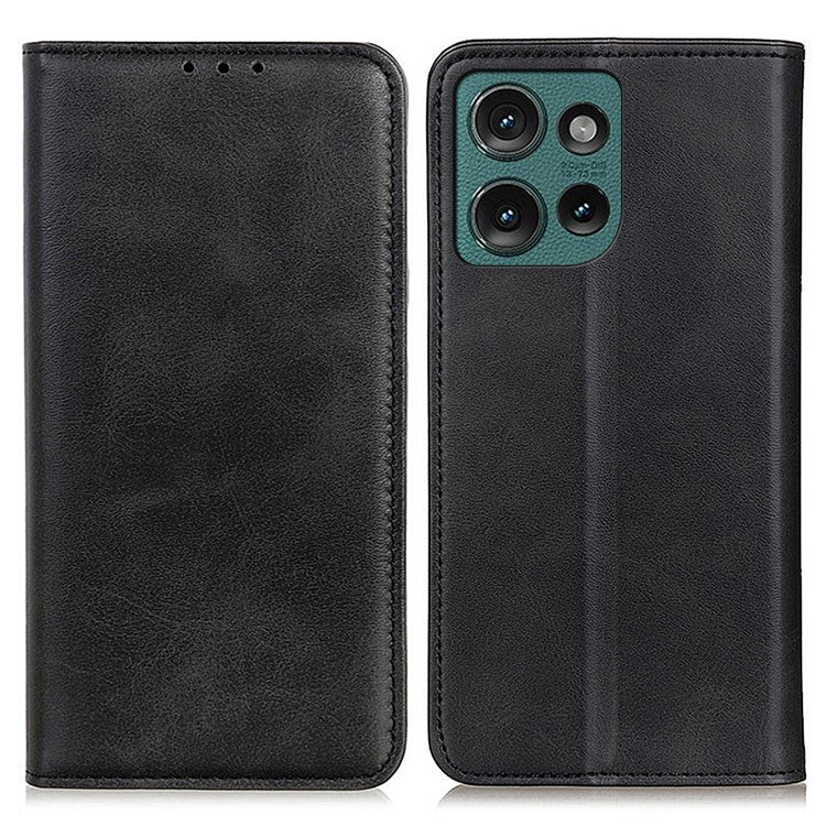 For Motorola Edge 50 Neo 5G / Moto S50 5G / Thinkphone 25 5G Case Split Leather Flip Wallet Phone Cover - Black