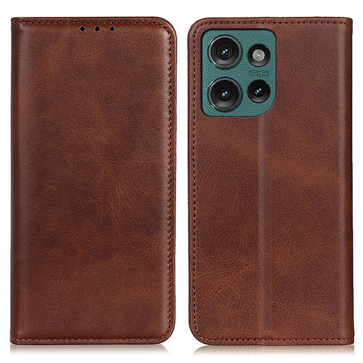 For Motorola Edge 50 Neo 5G / Moto S50 5G / Thinkphone 25 5G Case Split Leather Flip Wallet Phone Cover - Coffee