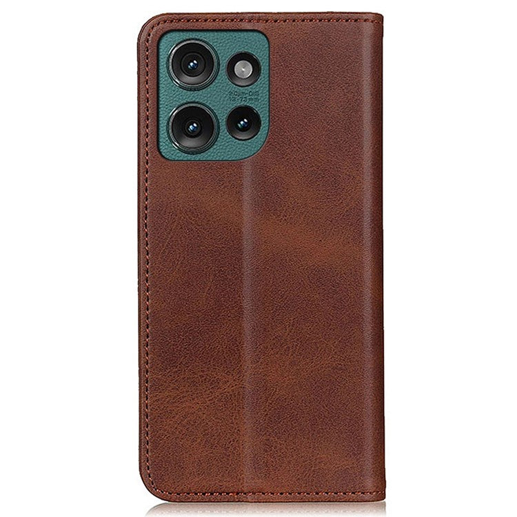 For Motorola Edge 50 Neo 5G / Moto S50 5G / Thinkphone 25 5G Case Split Leather Flip Wallet Phone Cover - Coffee