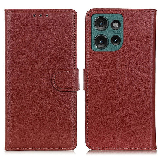 For Motorola Edge 50 Neo 5G / Moto S50 5G / Thinkphone 25 5G Wallet Case PU Leather Phone Cover Litchi Texture - Brown