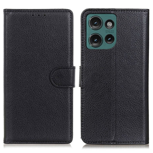For Motorola Edge 50 Neo 5G / Moto S50 5G / Thinkphone 25 5G Wallet Case PU Leather Phone Cover Litchi Texture - Black