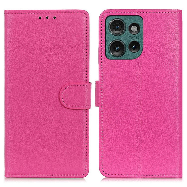 For Motorola Edge 50 Neo 5G / Moto S50 5G / Thinkphone 25 5G Wallet Case PU Leather Phone Cover Litchi Texture - Rose