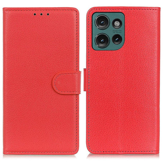 For Motorola Edge 50 Neo 5G / Moto S50 5G / Thinkphone 25 5G Wallet Case PU Leather Phone Cover Litchi Texture - Red