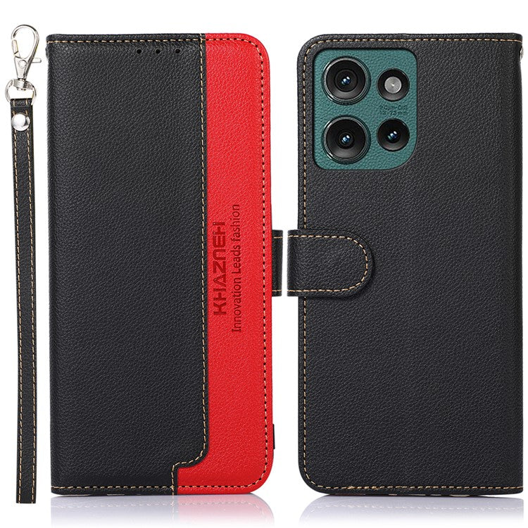 KHAZNEH For Motorola Edge 50 Neo 5G / Moto S50 5G / Thinkphone 25 5G Case RFID Blocking Wallet PU Leather Phone Cover - Black