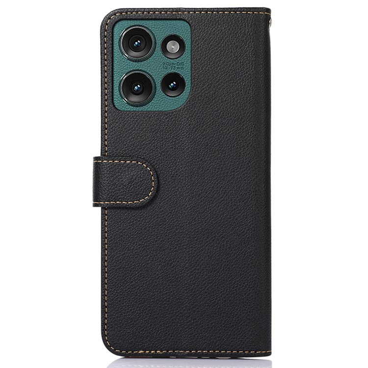 KHAZNEH For Motorola Edge 50 Neo 5G / Moto S50 5G / Thinkphone 25 5G Case RFID Blocking Wallet PU Leather Phone Cover - Black