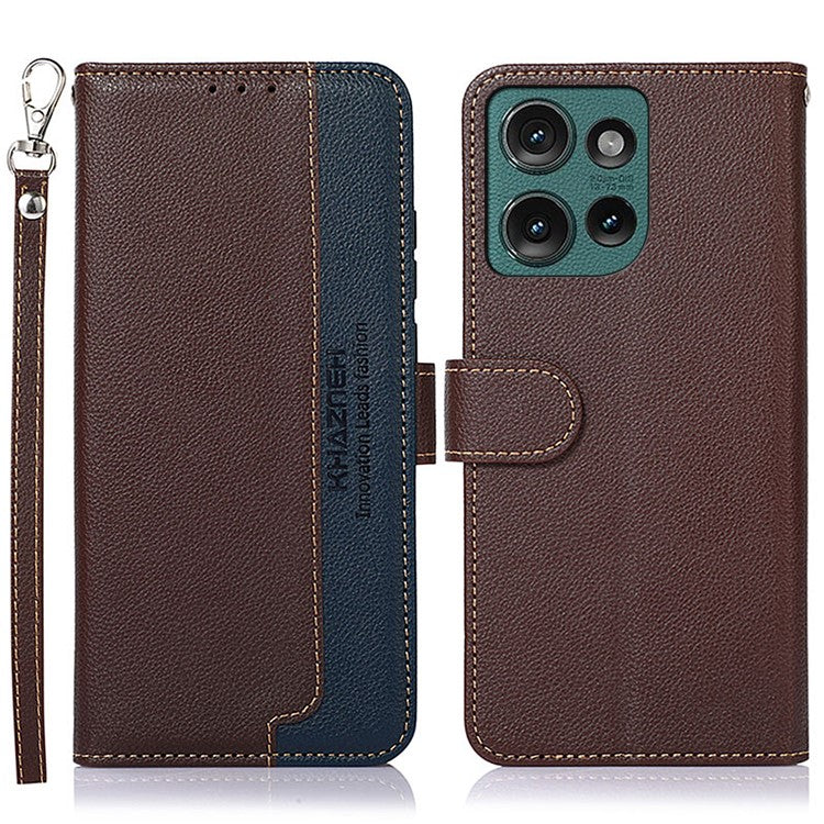 KHAZNEH For Motorola Edge 50 Neo 5G / Moto S50 5G / Thinkphone 25 5G Case RFID Blocking Wallet PU Leather Phone Cover - Brown