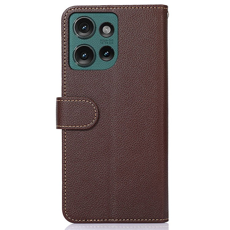 KHAZNEH For Motorola Edge 50 Neo 5G / Moto S50 5G / Thinkphone 25 5G Case RFID Blocking Wallet PU Leather Phone Cover - Brown