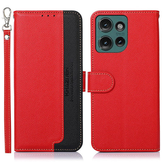 KHAZNEH For Motorola Edge 50 Neo 5G / Moto S50 5G / Thinkphone 25 5G Case RFID Blocking Wallet PU Leather Phone Cover - Red
