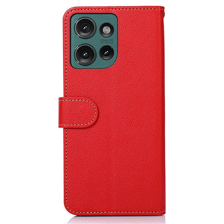 KHAZNEH For Motorola Edge 50 Neo 5G / Moto S50 5G / Thinkphone 25 5G Case RFID Blocking Wallet PU Leather Phone Cover - Red