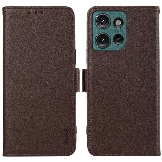 ABEEL For Motorola Edge 50 Neo 5G / Moto S50 5G / Thinkphone 25 5G Case Litchi Texture Leather RFID Blocking Phone Cover - Brown